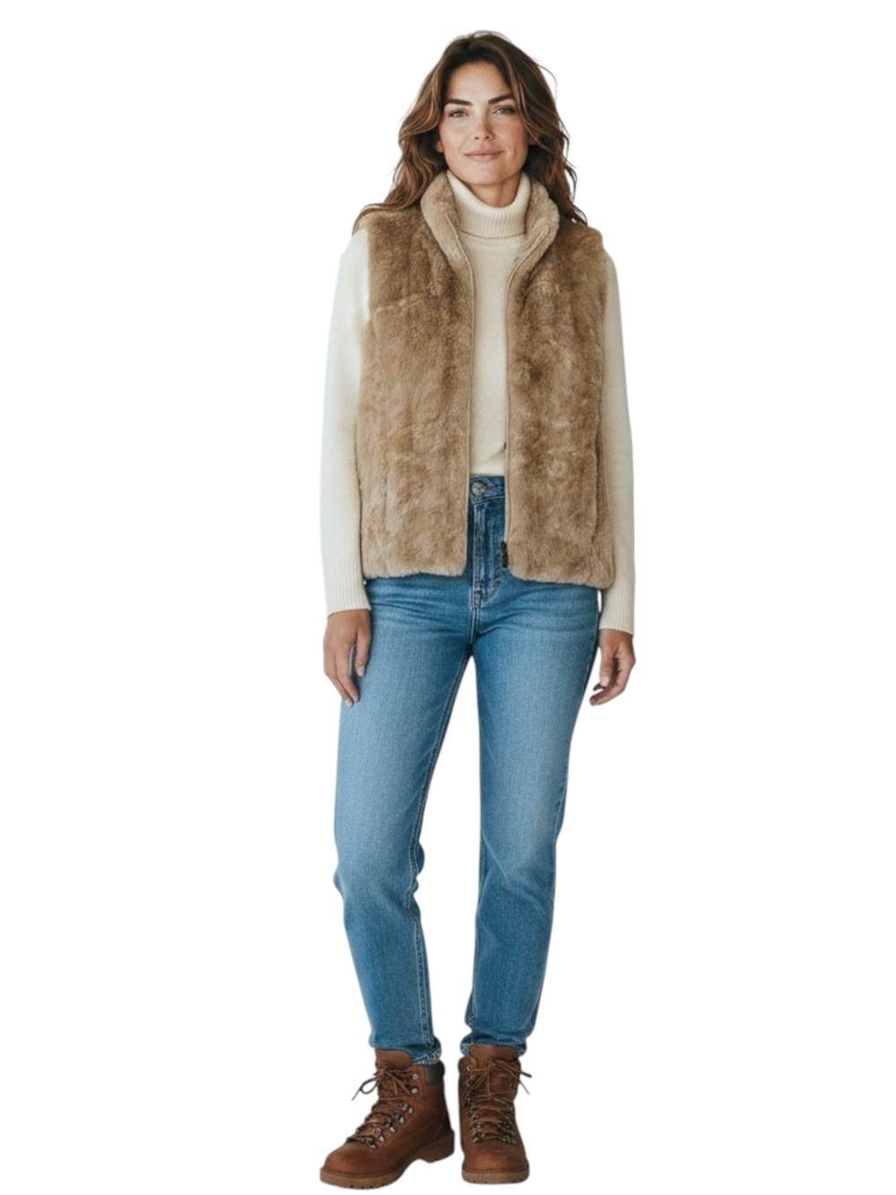 COLDWATER CREEK Faux Fur Vest in Tan Size Medium -- WOW WOW WOW!!! - Picture 2 of 12
